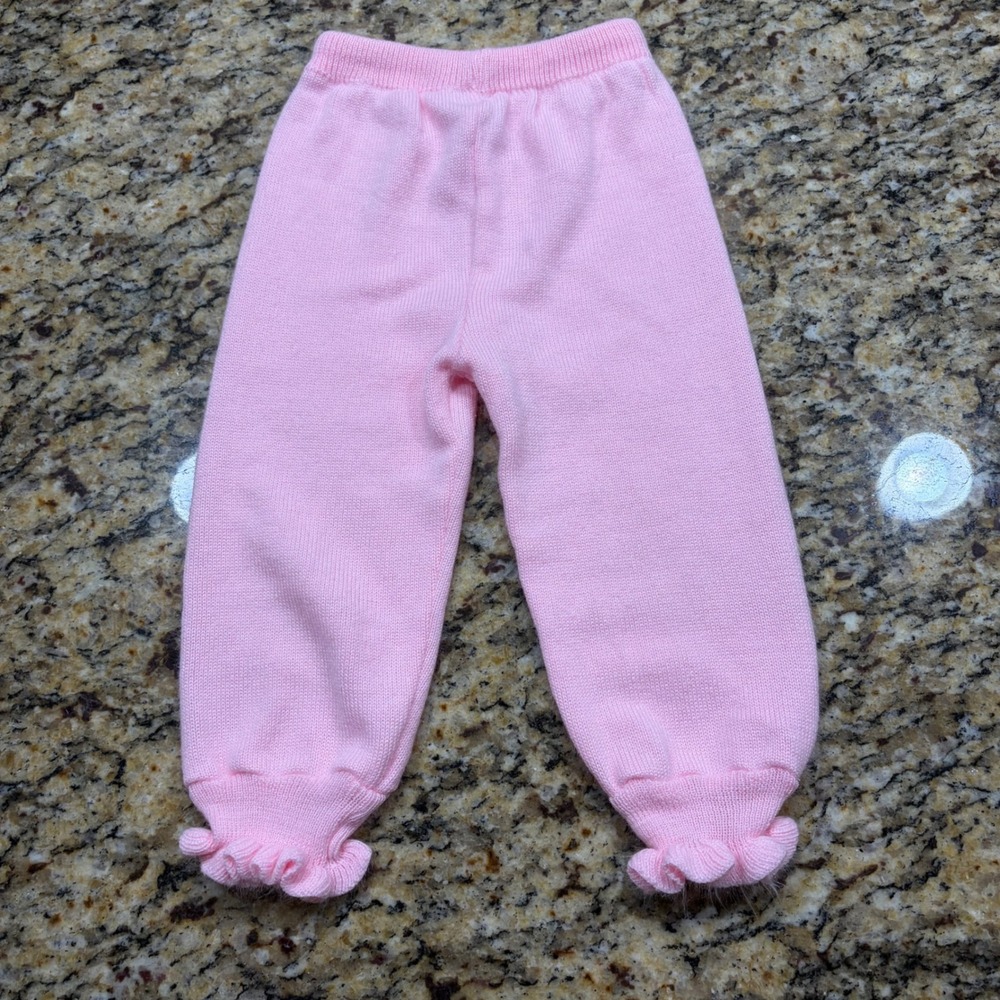 Tiny Town Pink Knit Ruffle Ankle Leggings Toddler Girls Size 18 Months